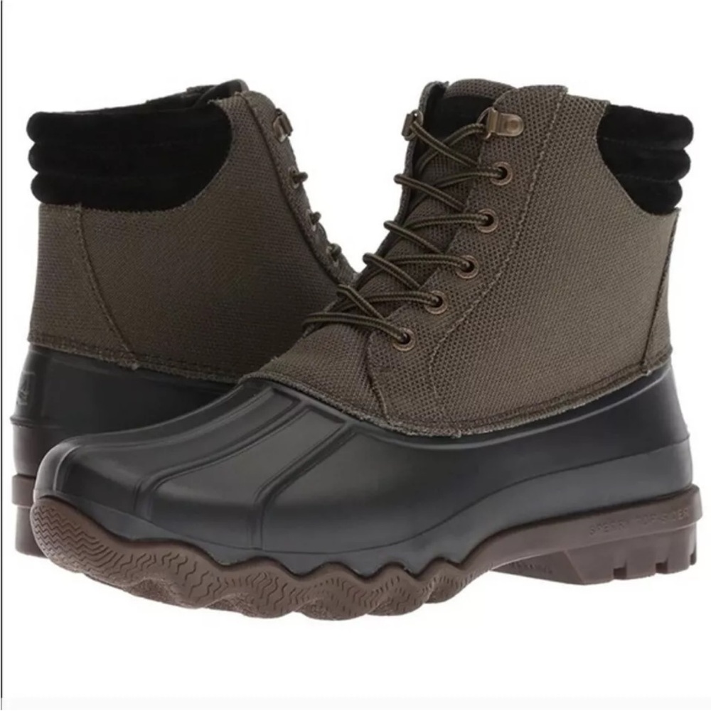 Men's Sperry Avenue Cordura Water Resistant Olive/Black Duck Boots 8.5